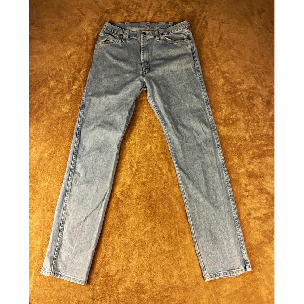 VTG Wrangler Mens Jeans 36x38* Y2K Light Blue Denim Cowboy Cut Original 13MWZAW
